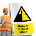 Naklejka 20x30cm UWAGA GŁĘBOKA WODA