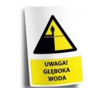 Naklejka 20x30cm UWAGA GŁĘBOKA WODA