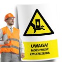 Naklejka 20x30cm UWAGA MOŻLIWOŚĆ ZMIAŻDŻENIA