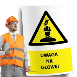 Naklejka 20x30cm UWAGA NA GŁOWĘ