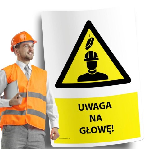 Naklejka 20x30cm UWAGA NA GŁOWĘ Naklejka 20x30cm UWAGA NA GŁOWĘ