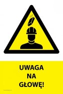 Naklejka 20x30cm UWAGA NA GŁOWĘ