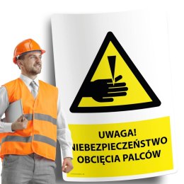 Naklejka 20x30cm UWAGA NIEBEZPIECZEŃSTWO OBCIĘCIA PALCÓW