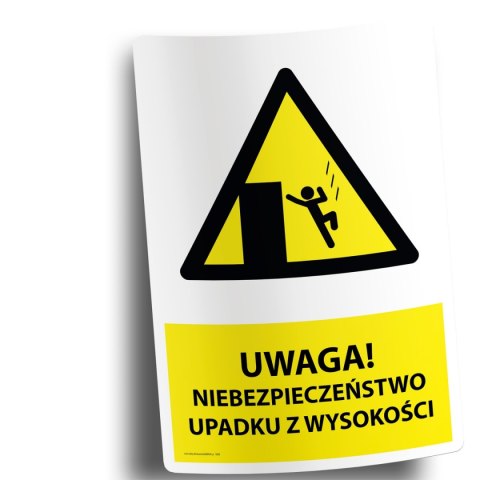 Naklejka 20x30cm UWAGA NIEBEZPIECZEŃSTWO UPADKU Z WYSOKOŚCI Naklejka 20x30cm UWAGA NIEBEZPIECZEŃSTWO UPADKU Z WYSOKOŚCI