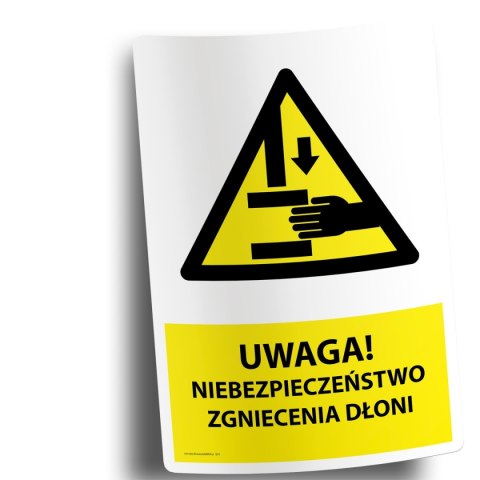 Naklejka 20x30cm UWAGA NIEBEZPIECZEŃSTWO ZGNIECENIA DŁONI Naklejka 20x30cm UWAGA NIEBEZPIECZEŃSTWO ZGNIECENIA DŁONI