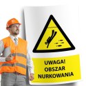 Naklejka 20x30cm UWAGA OBSZAR NURKOWANIA