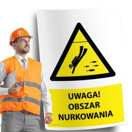 Naklejka 20x30cm UWAGA OBSZAR NURKOWANIA