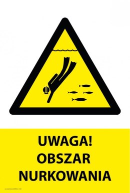 Naklejka 20x30cm UWAGA OBSZAR NURKOWANIA