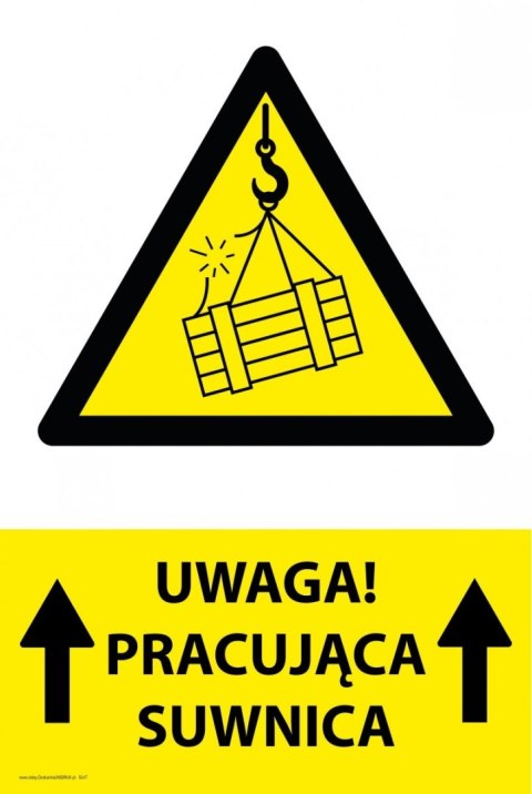 Naklejka 20x30cm UWAGA PRACUJĄCA SUWNICA Naklejka 20x30cm UWAGA PRACUJĄCA SUWNICA