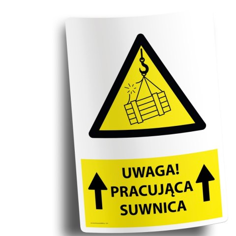 Naklejka 20x30cm UWAGA PRACUJĄCA SUWNICA Naklejka 20x30cm UWAGA PRACUJĄCA SUWNICA