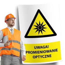 Naklejka 20x30cm UWAGA PROMIENIOWANIE OPTYCZNE