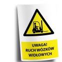 Naklejka 20x30cm UWAGA RUCH WÓZKÓW WIDŁOWYCH
