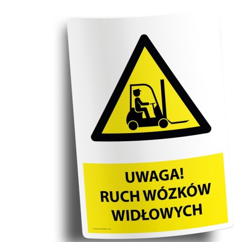 Naklejka 20x30cm UWAGA RUCH WÓZKÓW WIDŁOWYCH Naklejka 20x30cm UWAGA RUCH WÓZKÓW WIDŁOWYCH