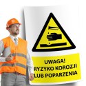 Naklejka 20x30cm UWAGA RYZYKO KOROZJI LUB POPARZENIA