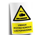Naklejka 20x30cm UWAGA RYZYKO KOROZJI LUB POPARZENIA