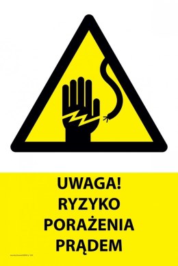 Naklejka 20x30cm UWAGA RYZYKO PORAŻENIA PRĄDEM