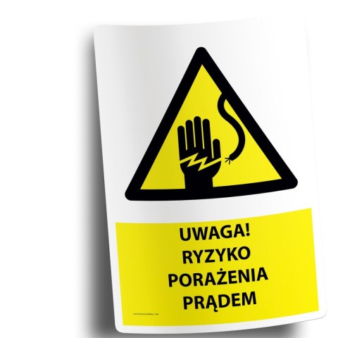 Naklejka 20x30cm UWAGA RYZYKO PORAŻENIA PRĄDEM Naklejka 20x30cm UWAGA RYZYKO PORAŻENIA PRĄDEM