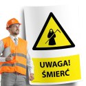 Naklejka 20x30cm UWAGA ŚMIERĆ