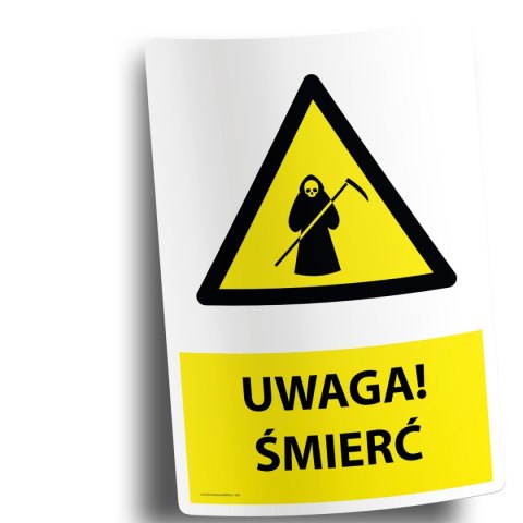 Naklejka 20x30cm UWAGA ŚMIERĆ Naklejka 20x30cm UWAGA ŚMIERĆ