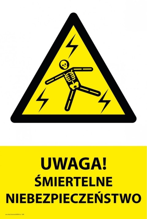 Naklejka 20x30cm UWAGA ŚMIERTELNE NIEBEZPIECZEŃSTWO Naklejka 20x30cm UWAGA ŚMIERTELNE NIEBEZPIECZEŃSTWO