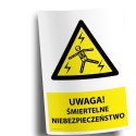 Naklejka 20x30cm UWAGA ŚMIERTELNE NIEBEZPIECZEŃSTWO