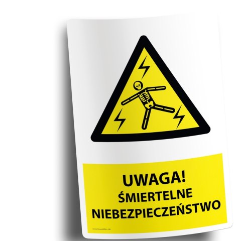 Naklejka 20x30cm UWAGA ŚMIERTELNE NIEBEZPIECZEŃSTWO Naklejka 20x30cm UWAGA ŚMIERTELNE NIEBEZPIECZEŃSTWO