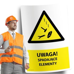 Naklejka 20x30cm UWAGA SPADAJĄCE ELEMENTY