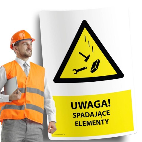 Naklejka 20x30cm UWAGA SPADAJĄCE ELEMENTY