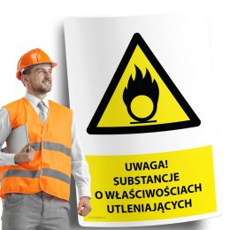 Naklejka 20x30cm UWAGA SUBSTANCJE O WŁAŚCIWOŚCIACH UTLENIAJĄCYCH