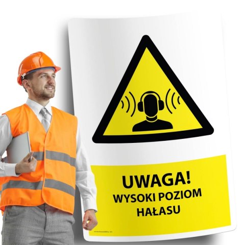 Naklejka 20x30cm UWAGA WYSOKI POZIOM HAŁASU Naklejka 20x30cm UWAGA WYSOKI POZIOM HAŁASU