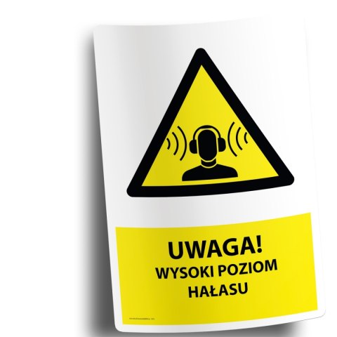 Naklejka 20x30cm UWAGA WYSOKI POZIOM HAŁASU Naklejka 20x30cm UWAGA WYSOKI POZIOM HAŁASU