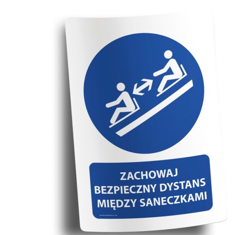 Naklejka 20x30cm ZACHOWAJ BEZPIECZNY DYSTANS MIĘDZY SANECZKAMI Naklejka 20x30cm ZACHOWAJ BEZPIECZNY DYSTANS MIĘDZY SANECZKAMI