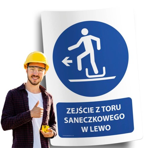Naklejka 20x30cm ZEJŚCIE Z TORU SANECZKOWEGO W LEWO Naklejka 20x30cm ZEJŚCIE Z TORU SANECZKOWEGO W LEWO