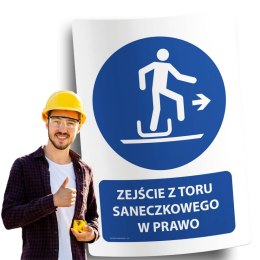 Naklejka 20x30cm ZEJŚCIE Z TORU SANECZKOWEGO W PRAWO