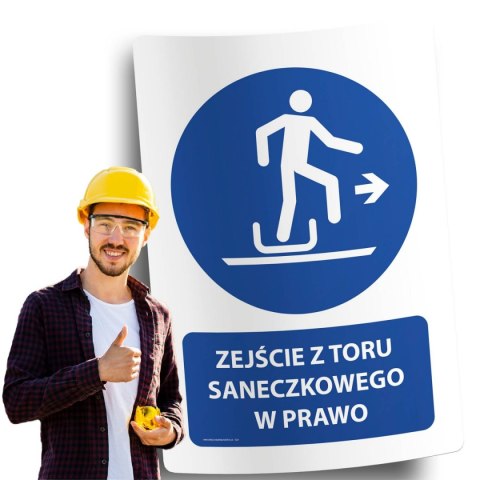 Naklejka 20x30cm ZEJŚCIE Z TORU SANECZKOWEGO W PRAWO Naklejka 20x30cm ZEJŚCIE Z TORU SANECZKOWEGO W PRAWO