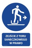 Naklejka 20x30cm ZEJŚCIE Z TORU SANECZKOWEGO W PRAWO
