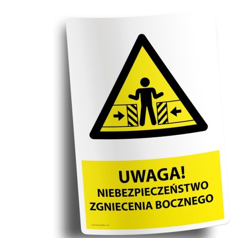 Naklejka PVC 20x30cm UWAGA NIEBEZPIECZEŃSTWO ZGNIECENIA BOCZNEGO Naklejka PVC 20x30cm UWAGA NIEBEZPIECZEŃSTWO ZGNIECENIA BOCZNEGO