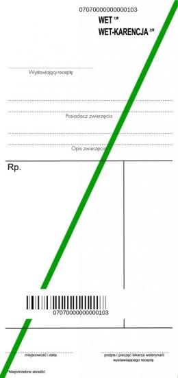 Recepta weterynaryjna z kodami na leki narkotyczne - druk