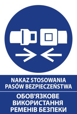 Tablica 20x30 cm NAKAZ STOSOWANIA PASÓW BEZPIECZEŃSTWA