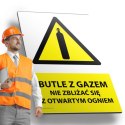 Tablica PVC 20x30 cm BUTLE Z GAZEM NIE ZBLIŻAĆ SIĘ Z OTWARTYM OGNIEM