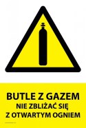 Tablica PVC 20x30 cm BUTLE Z GAZEM NIE ZBLIŻAĆ SIĘ Z OTWARTYM OGNIEM
