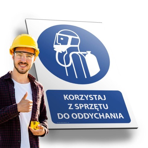 Tablica PVC 20x30 cm KORZYSTAJ ZE SPRZĘTU DO ODDYCHANIA Tablica PVC 20x30 cm KORZYSTAJ ZE SPRZĘTU DO ODDYCHANIA