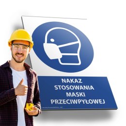 Tablica PVC 20x30 cm NAKAZ STOSOWANIA MASKI PRZECIWPYŁOWEJ