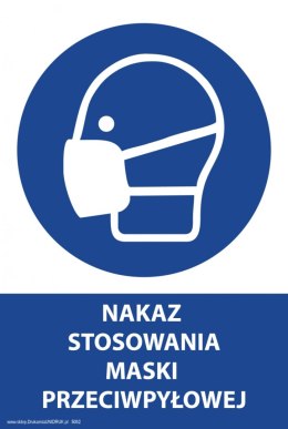Tablica PVC 20x30 cm NAKAZ STOSOWANIA MASKI PRZECIWPYŁOWEJ