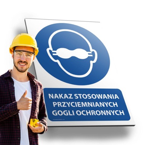 Tablica PVC 20x30 cm NAKAZ STOSOWANIA PRZYCIEMNIANYCH GOGLI OCHRONNYCH Tablica PVC 20x30 cm NAKAZ STOSOWANIA PRZYCIEMNIANYCH GOGLI OCHRONNYCH