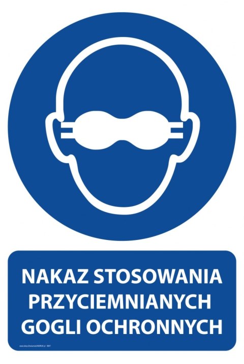 Tablica PVC 20x30 cm NAKAZ STOSOWANIA PRZYCIEMNIANYCH GOGLI OCHRONNYCH Tablica PVC 20x30 cm NAKAZ STOSOWANIA PRZYCIEMNIANYCH GOGLI OCHRONNYCH