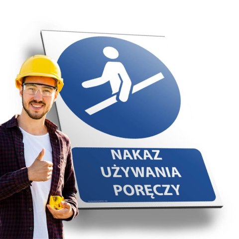 Tablica PVC 20x30 cm NAKAZ UŻYWANIA PORĘCZY Tablica PVC 20x30 cm NAKAZ UŻYWANIA PORĘCZY