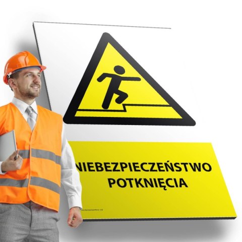 Tablica PVC 20x30 cm NIEBEZPIECZEŃSTWO POTKNIĘCIA Tablica PVC 20x30 cm NIEBEZPIECZEŃSTWO POTKNIĘCIA
