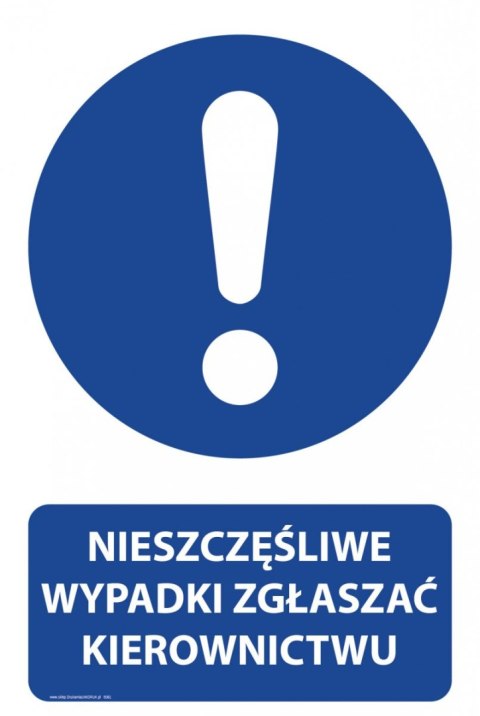 Tablica PVC 20x30 cm NIESZCZĘŚLIWE WYPADKI ZGŁASZAĆ KIEROWNICTWU Tablica PVC 20x30 cm NIESZCZĘŚLIWE WYPADKI ZGŁASZAĆ KIEROWNICTWU