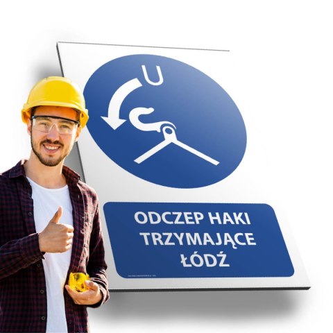 Tablica PVC 20x30 cm ODCZEP HAKI TRZYMAJĄCE ŁÓDŹ Tablica PVC 20x30 cm ODCZEP HAKI TRZYMAJĄCE ŁÓDŹ